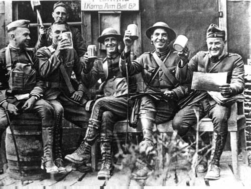Officers and German Beer Steins in Great War
