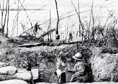 Italian trench on the Piave river