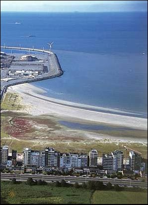 Knokke beach and port of Zeebrugge
