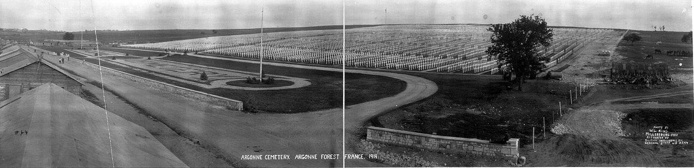 Panorama Pictures. American War Cemetary in Romagne, Argonne, 1919