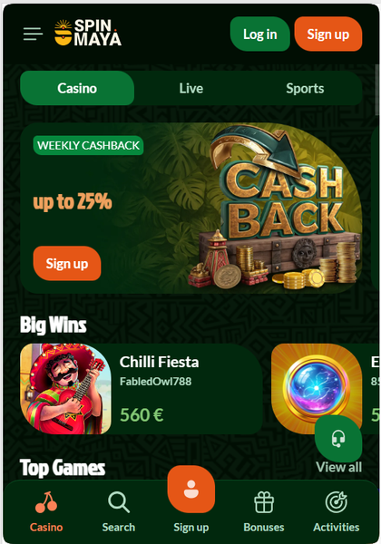 Spinmaya casino lobby-2