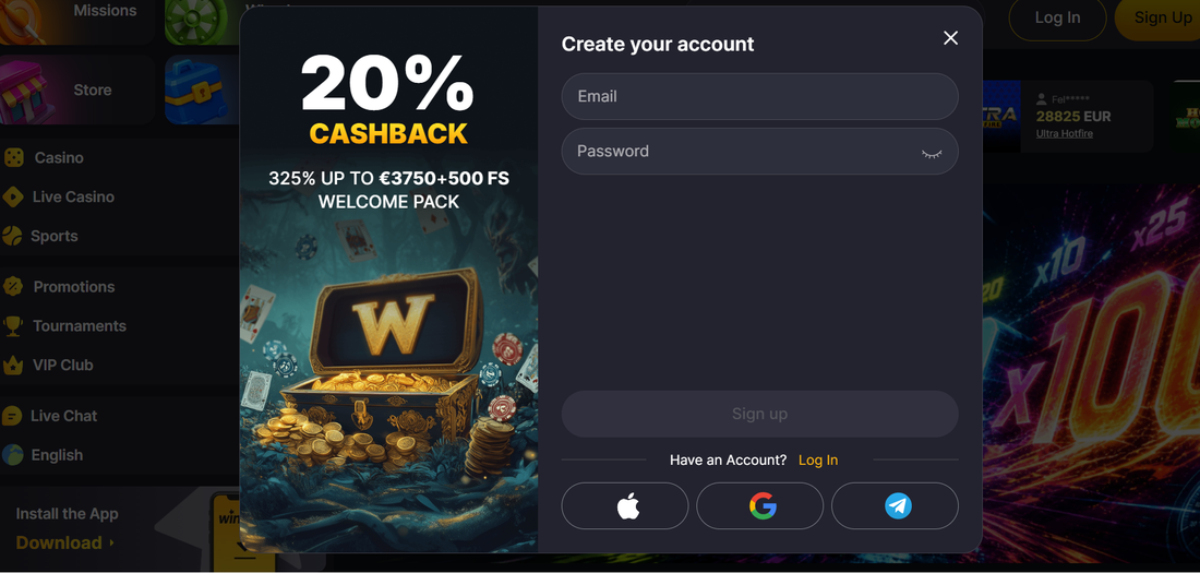 Registration and login to a Winhero account